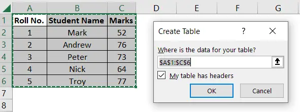 Excel Shortcut Create Table