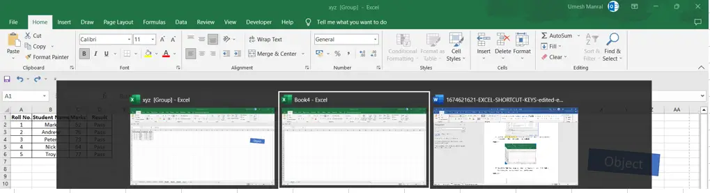 Excel Shortcut Go to Next Workbook