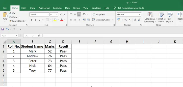 Excel Shortcut Zoom in