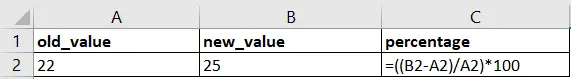 combined percentage change formula in excel