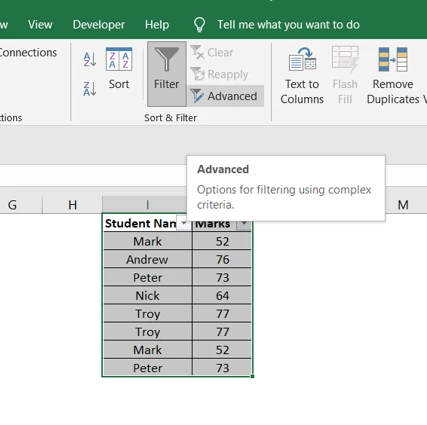 Remove Duplicate Using Advanced Filter