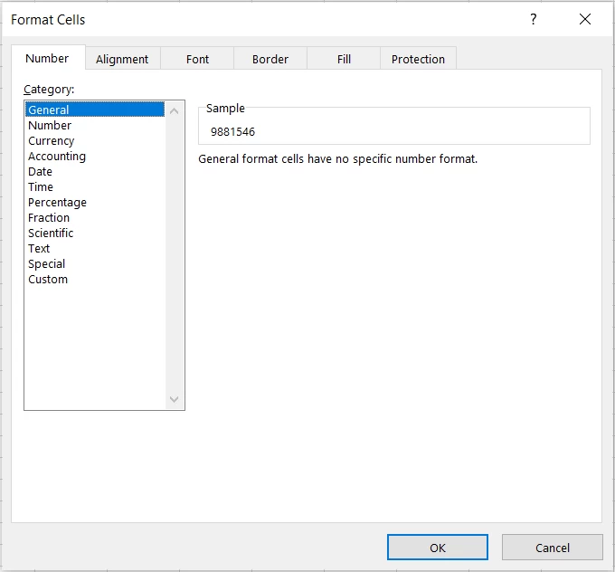 Format Cells